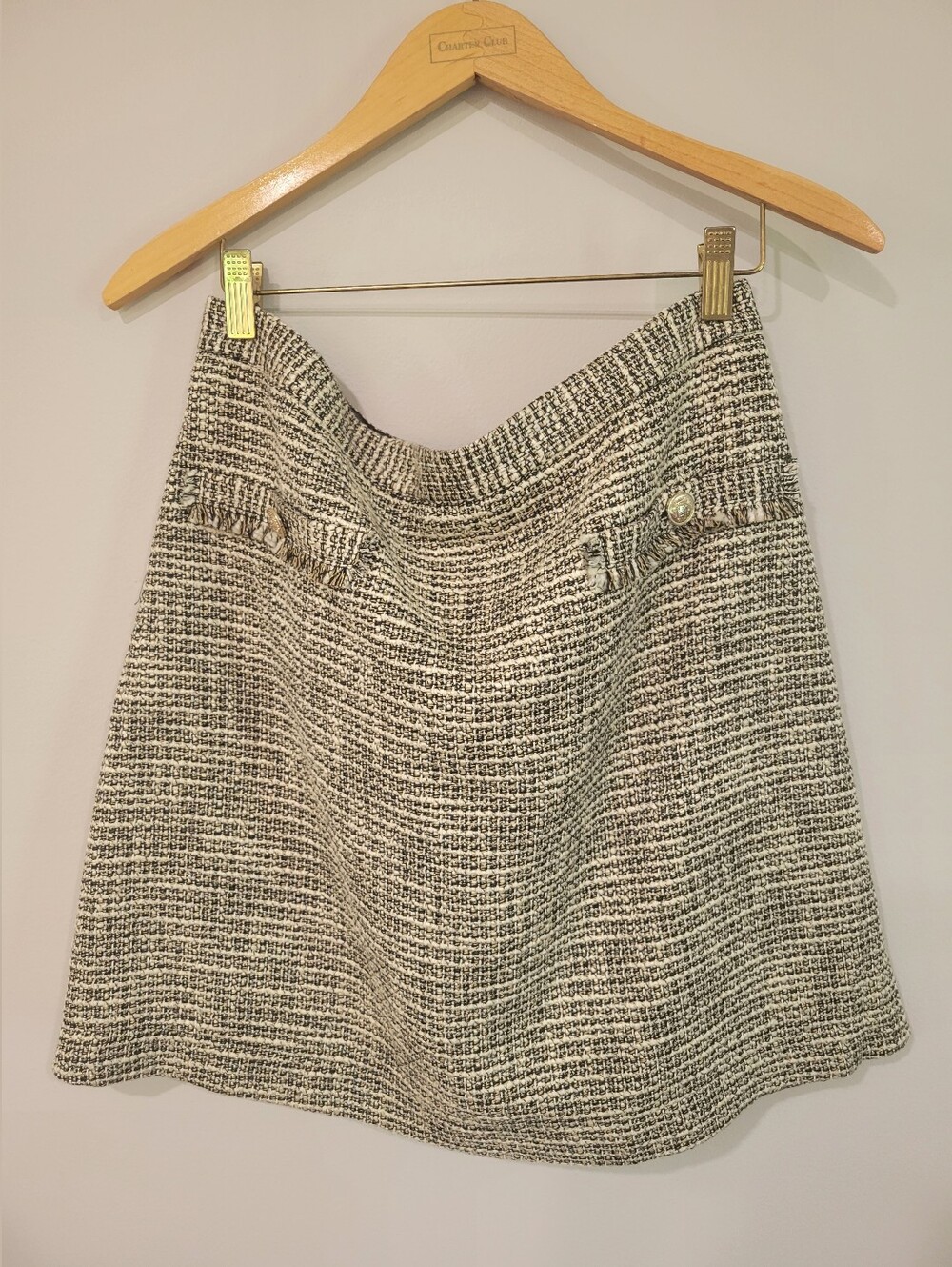 H&M Tweed Pencil Skirt in Black & Cream